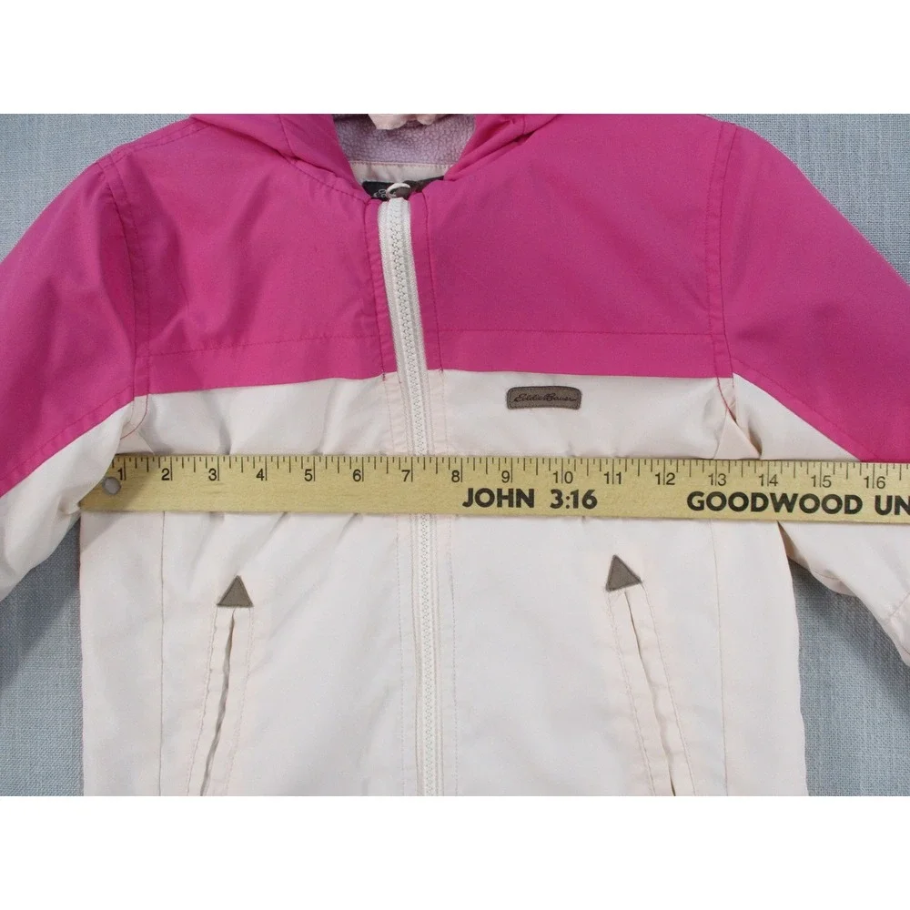 Eddie Bauer Kids Pink Cream Colorblock Hooded Fleece Lined Jacket Size 5